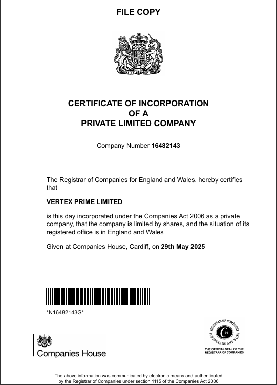 Company Registration Certificate